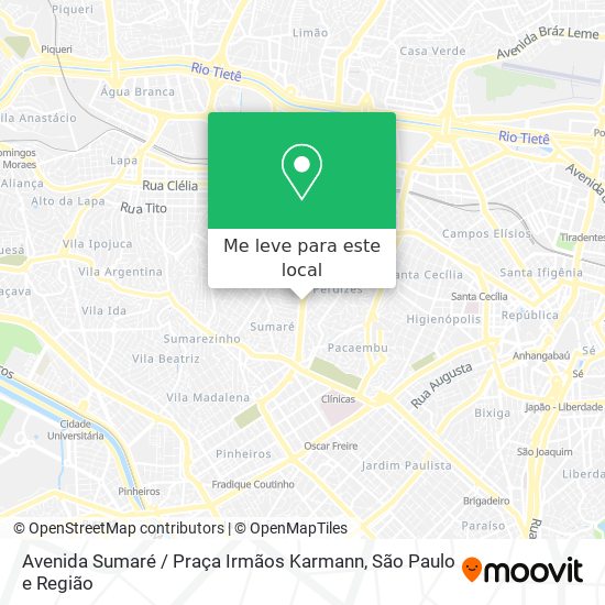 Avenida Sumaré / Praça Irmãos Karmann mapa