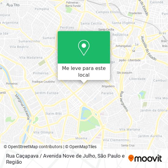 Rua Caçapava / Avenida Nove de Julho mapa