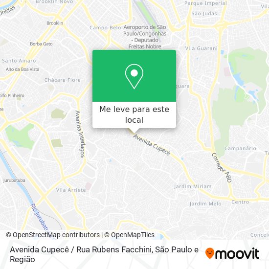 Avenida Cupecê / Rua Rubens Facchini mapa
