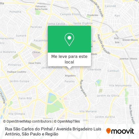 Rua São Carlos do Pinhal / Avenida Brigadeiro Luís Antônio mapa