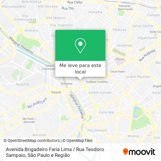 Avenida Brigadeiro Faria Lima / Rua Teodoro Sampaio mapa