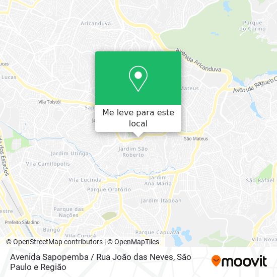 Avenida Sapopemba / Rua João das Neves mapa