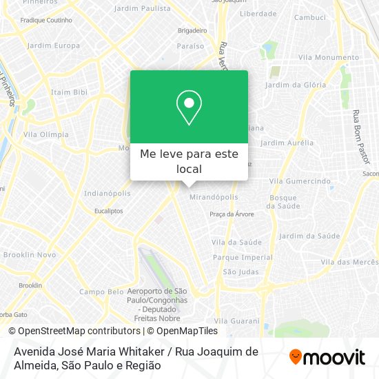 Avenida José Maria Whitaker / Rua Joaquim de Almeida mapa