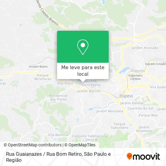 Rua Guaianazes / Rua Bom Retiro mapa