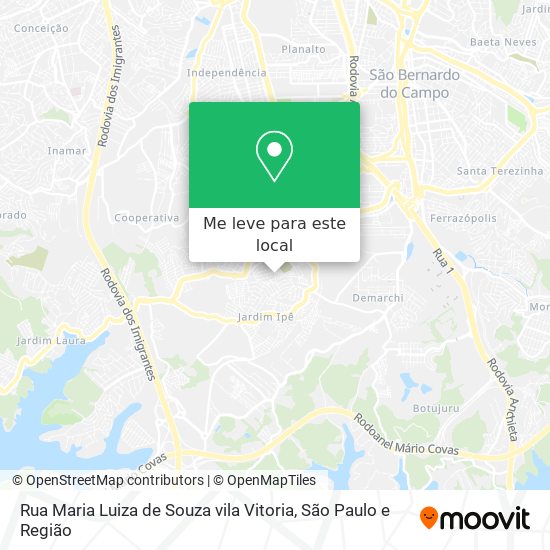 Rua Maria Luiza de Souza vila Vitoria mapa