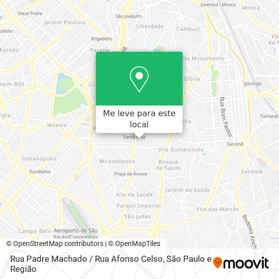Rua Padre Machado / Rua Afonso Celso mapa