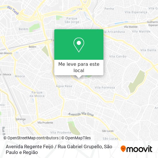 Avenida Regente Feijó / Rua Gabriel Grupello mapa