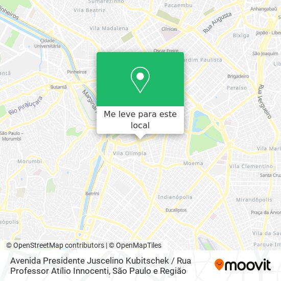 Avenida Presidente Juscelino Kubitschek / Rua Professor Atílio Innocenti mapa