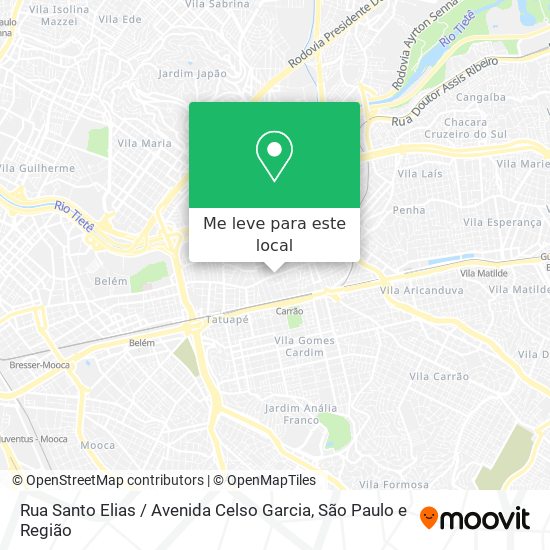 Rua Santo Elias / Avenida Celso Garcia mapa
