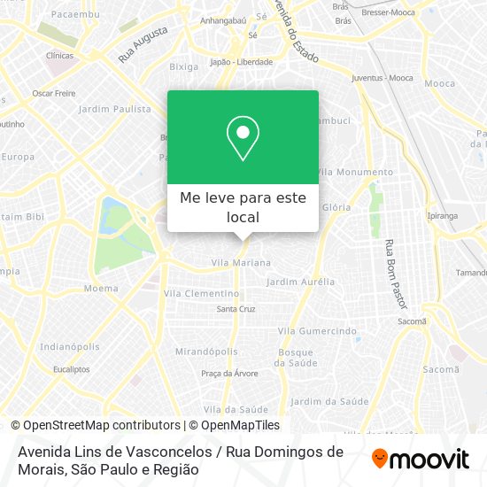 Avenida Lins de Vasconcelos / Rua Domingos de Morais mapa