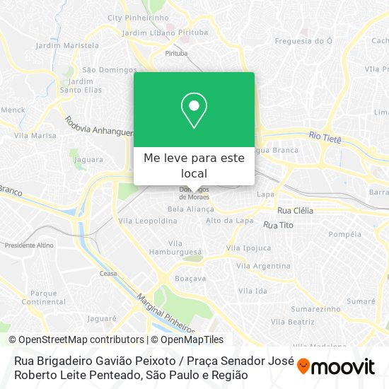 Rua Brigadeiro Gavião Peixoto / Praça Senador José Roberto Leite Penteado mapa