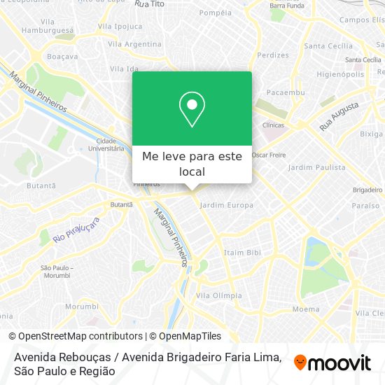 Avenida Rebouças / Avenida Brigadeiro Faria Lima mapa