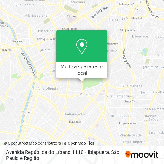 Avenida República do Líbano 1110 - Ibiapuera mapa