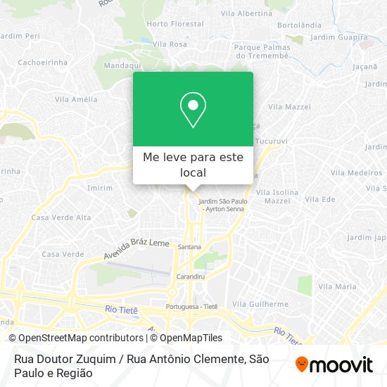 Rua Doutor Zuquim / Rua Antônio Clemente mapa