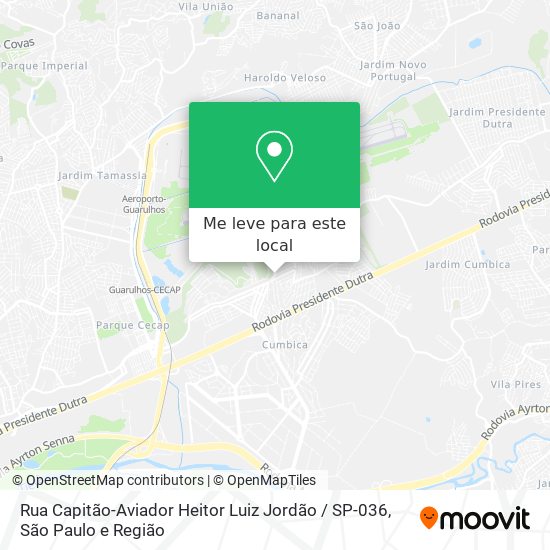 Rua Capitão-Aviador Heitor Luiz Jordão / SP-036 mapa