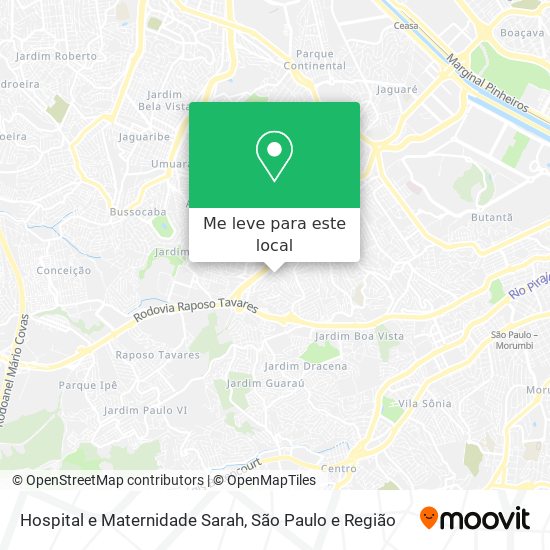 Hospital e Maternidade Sarah mapa