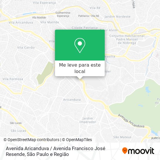 Avenida Aricanduva / Avenida Francisco José Resende mapa