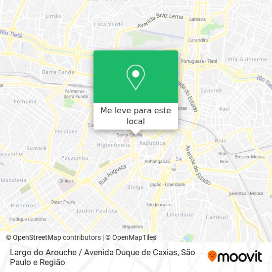 Largo do Arouche / Avenida Duque de Caxias mapa