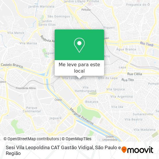 Sesi Vila Leopoldina CAT Gastão Vidigal mapa