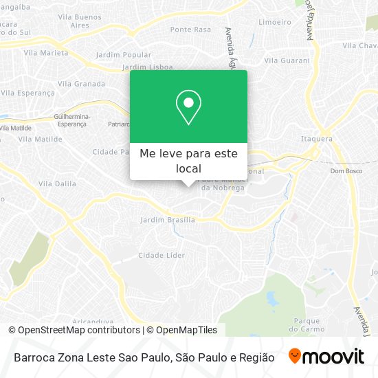 Barroca Zona Leste Sao Paulo mapa
