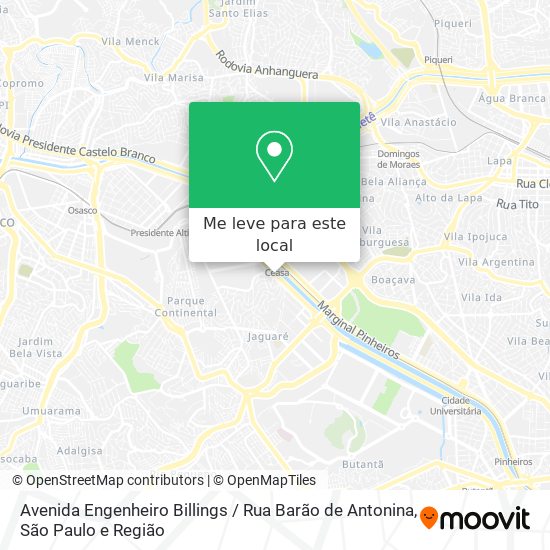 Avenida Engenheiro Billings / Rua Barão de Antonina mapa