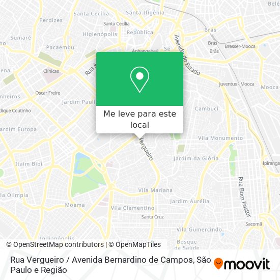 Rua Vergueiro / Avenida Bernardino de Campos mapa