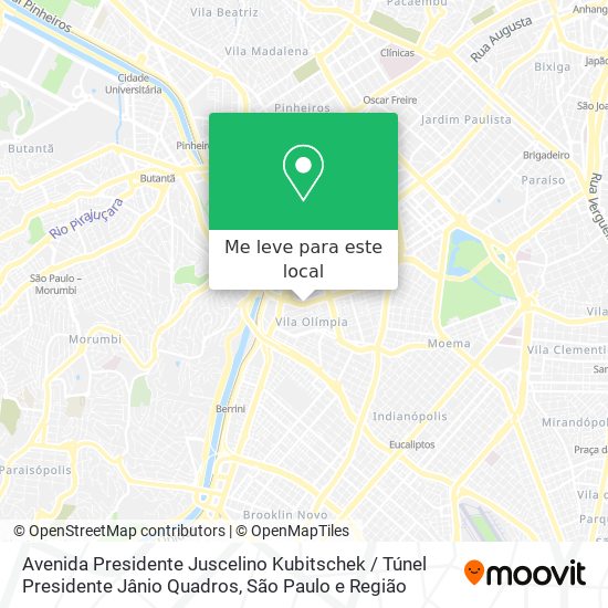 Avenida Presidente Juscelino Kubitschek / Túnel Presidente Jânio Quadros mapa