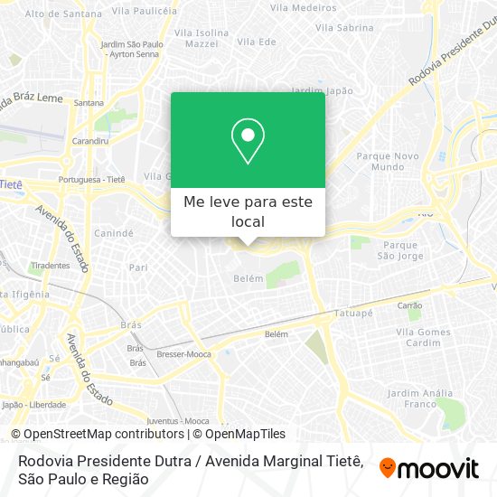 Rodovia Presidente Dutra / Avenida Marginal Tietê mapa