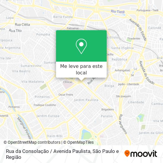 Rua da Consolação / Avenida Paulista mapa