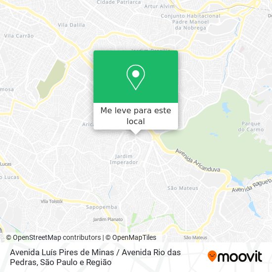 Avenida Luís Pires de Minas / Avenida Rio das Pedras mapa