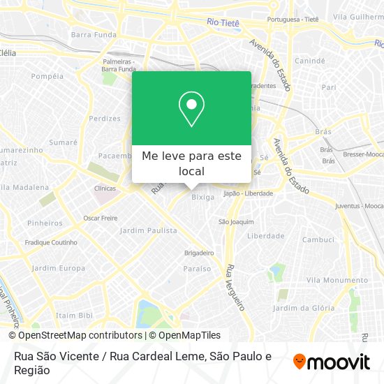 Rua São Vicente / Rua Cardeal Leme mapa