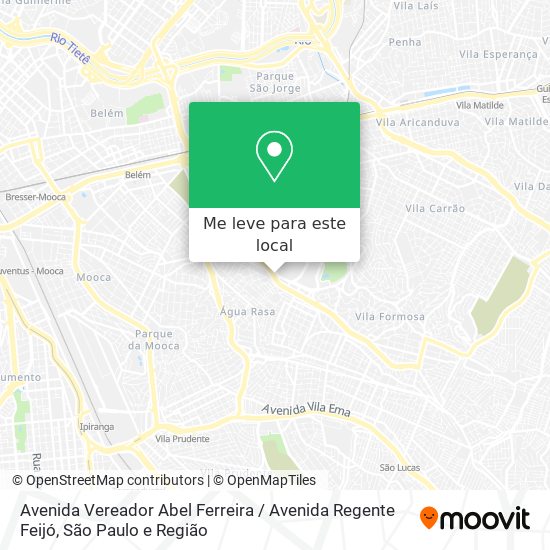 Avenida Vereador Abel Ferreira / Avenida Regente Feijó mapa