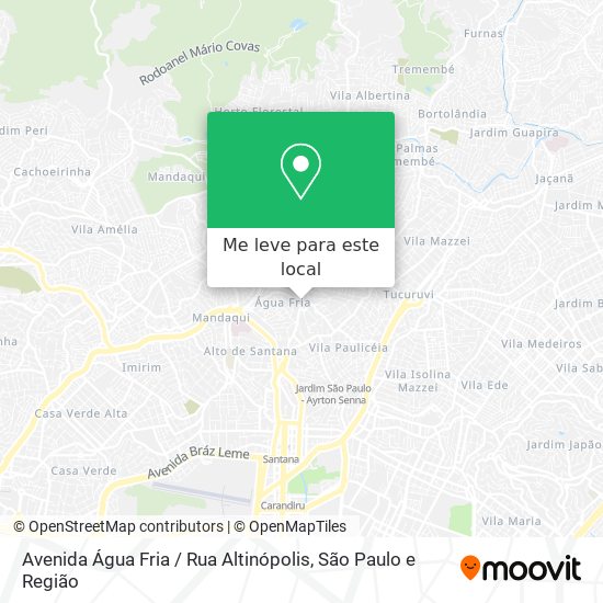 Avenida Água Fria / Rua Altinópolis mapa