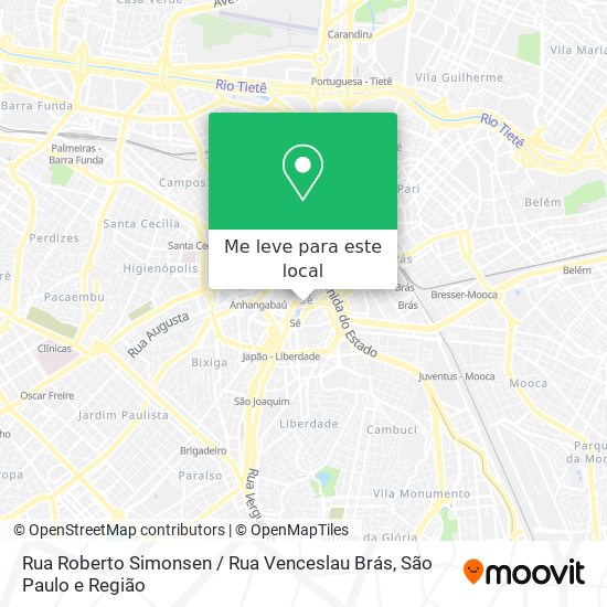 Rua Roberto Simonsen / Rua Venceslau Brás mapa