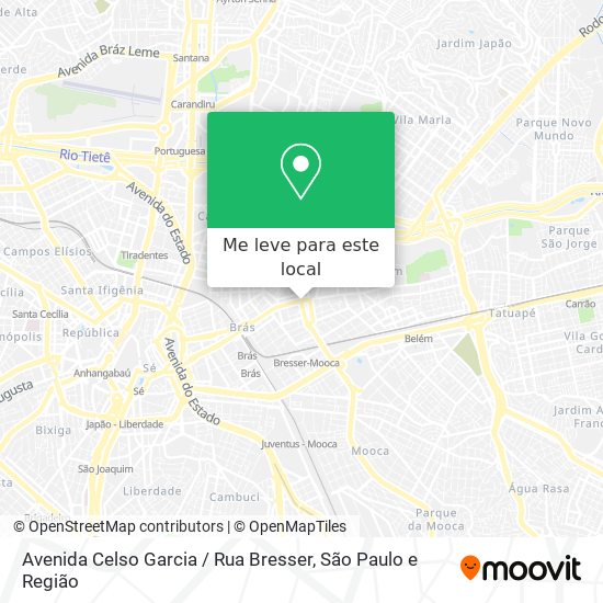 Avenida Celso Garcia / Rua Bresser mapa