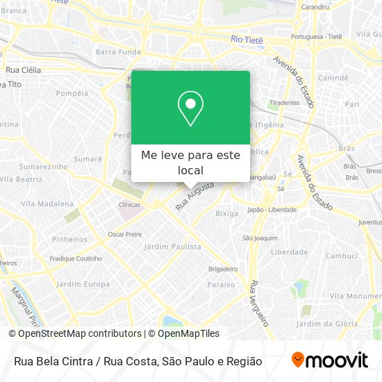 Rua Bela Cintra / Rua Costa mapa