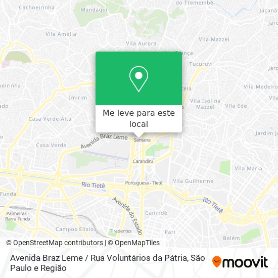 Avenida Braz Leme / Rua Voluntários da Pátria mapa