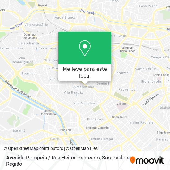Avenida Pompéia / Rua Heitor Penteado mapa