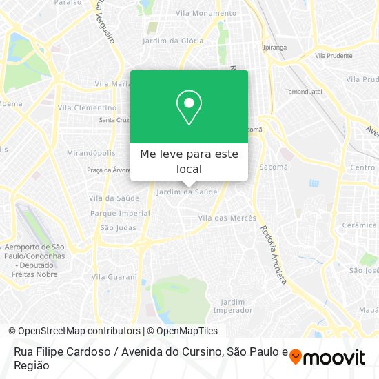 Rua Filipe Cardoso / Avenida do Cursino mapa