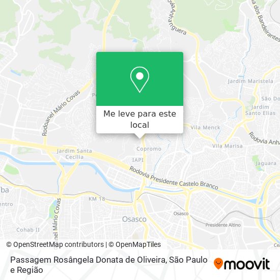 Passagem Rosângela Donata de Oliveira mapa