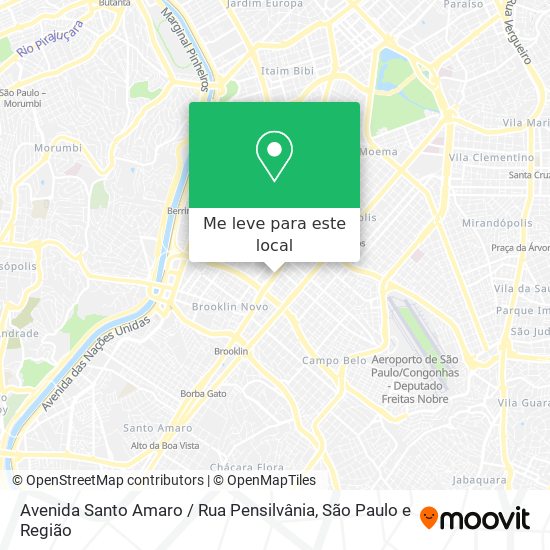 Avenida Santo Amaro / Rua Pensilvânia mapa