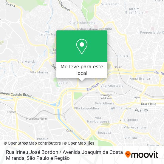Rua Irineu José Bordon / Avenida Joaquim da Costa Miranda mapa