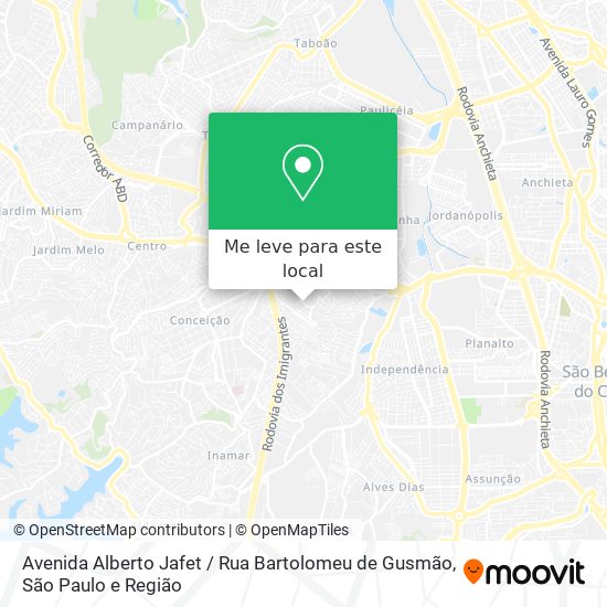 Avenida Alberto Jafet / Rua Bartolomeu de Gusmão mapa