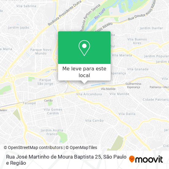 Rua José Martinho de Moura Baptista 25 mapa