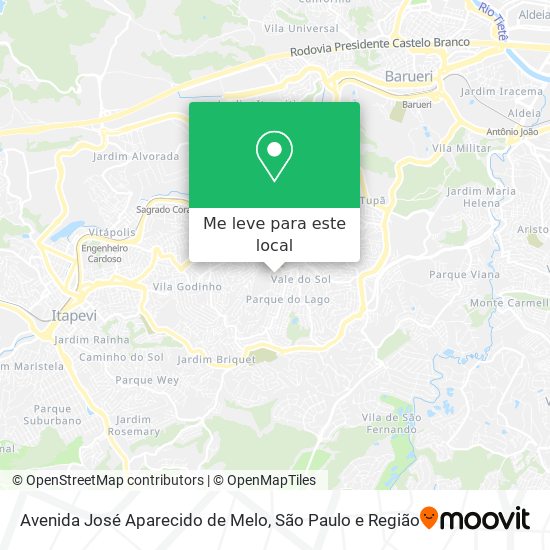 Avenida José Aparecido de Melo mapa