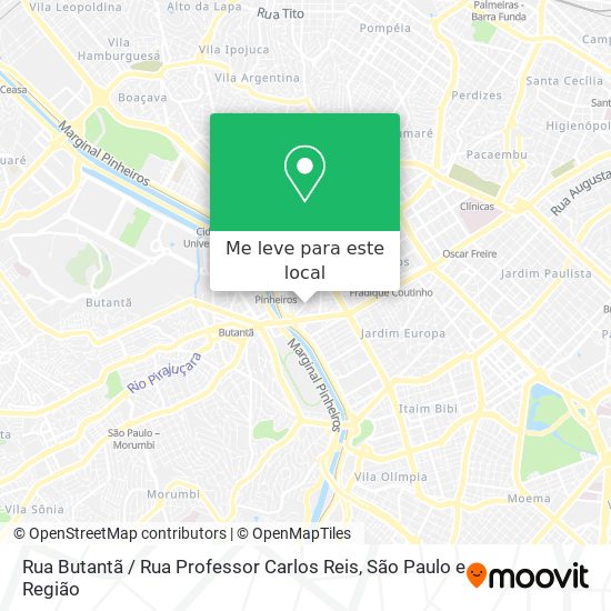 Rua Butantã / Rua Professor Carlos Reis mapa