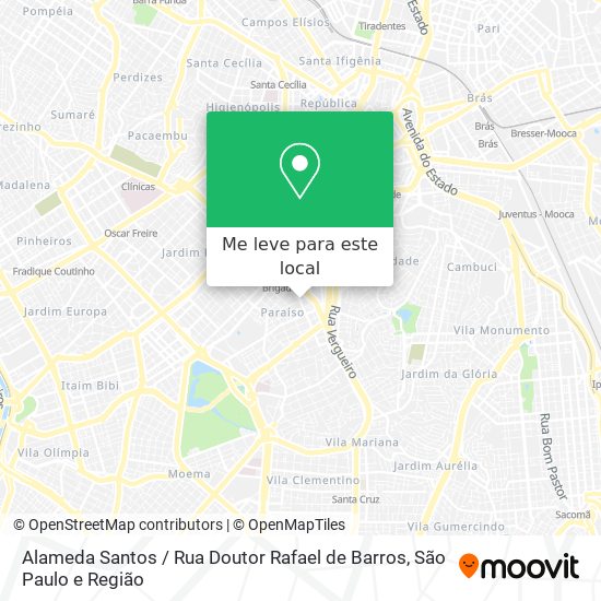 Alameda Santos / Rua Doutor Rafael de Barros mapa