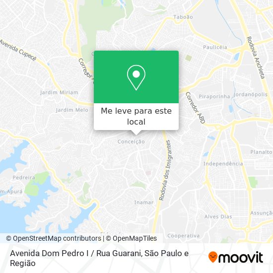Avenida Dom Pedro I / Rua Guarani mapa