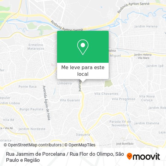 Rua Jasmim de Porcelana / Rua Flor do Olimpo mapa
