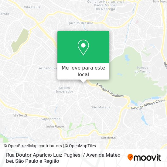 Rua Doutor Aparício Luiz Pugliesi / Avenida Mateo bei mapa